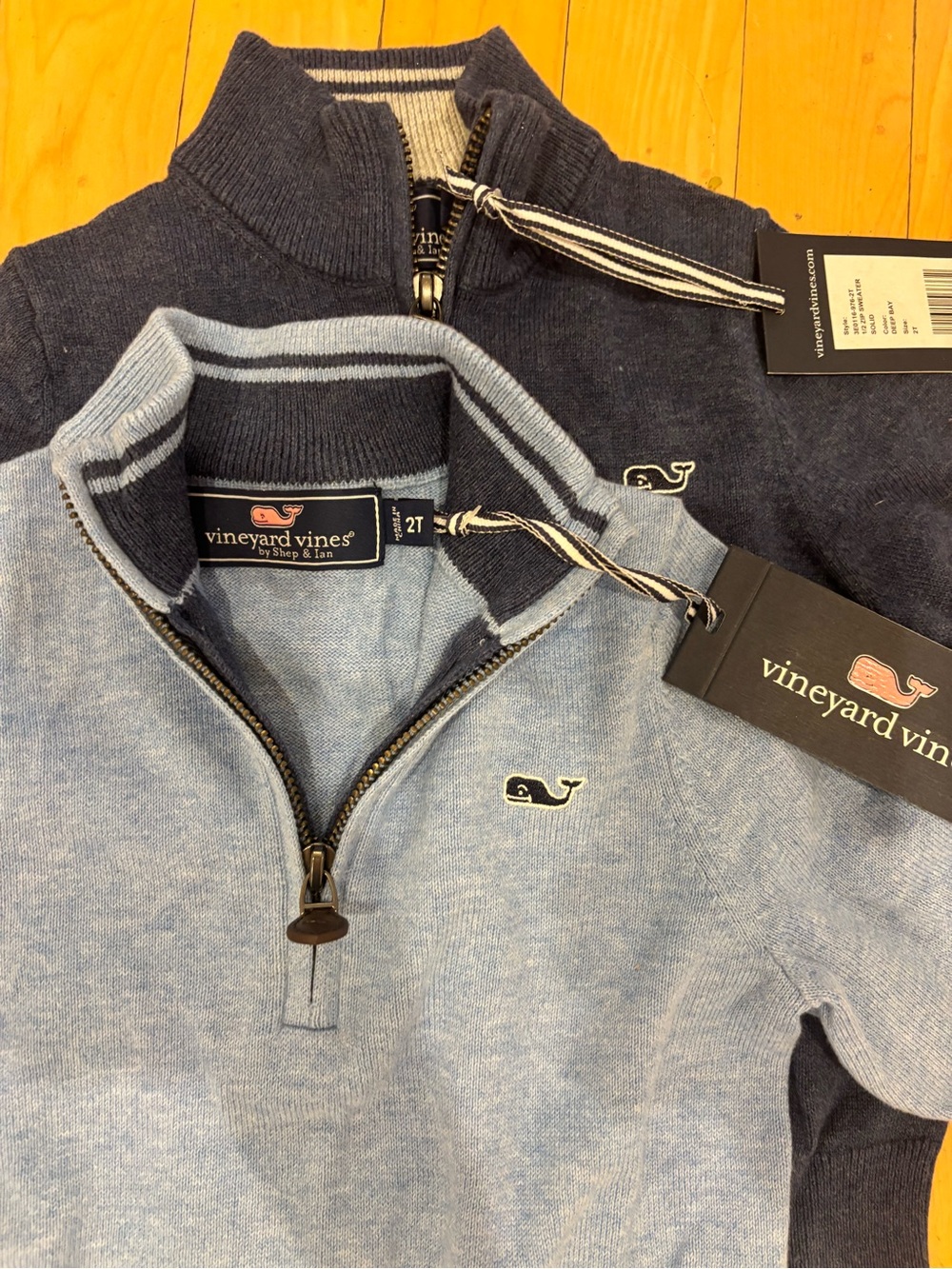 Vineyard Vines Kids Light Blue & Navy Zip-Up Sweater Duo - size 2T